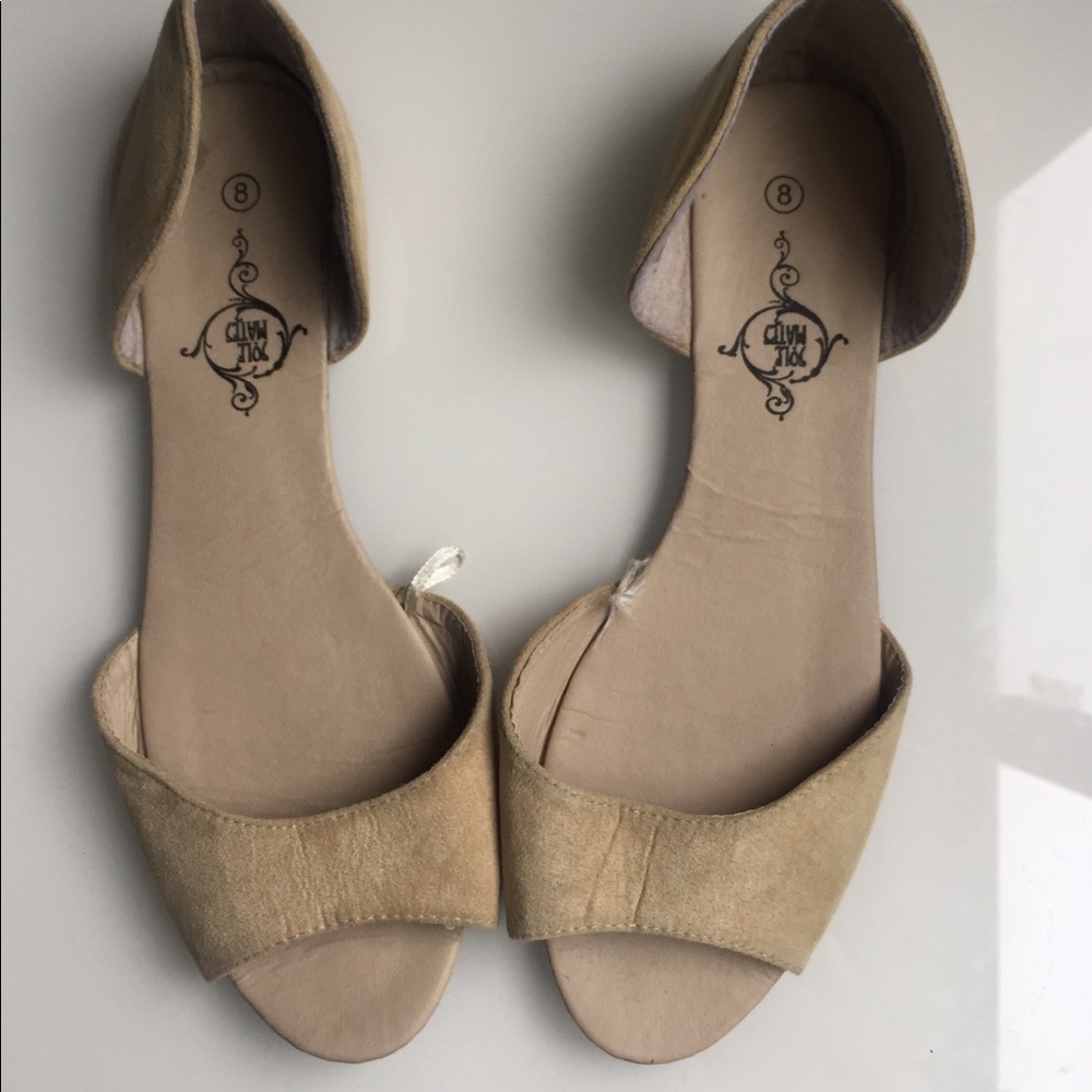 Suede Peep-toe Flats